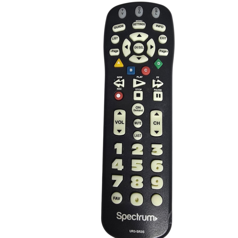 Spectrum UR3-SR3S Universal Remote Control TV DVD CBL Glow Buttons Black